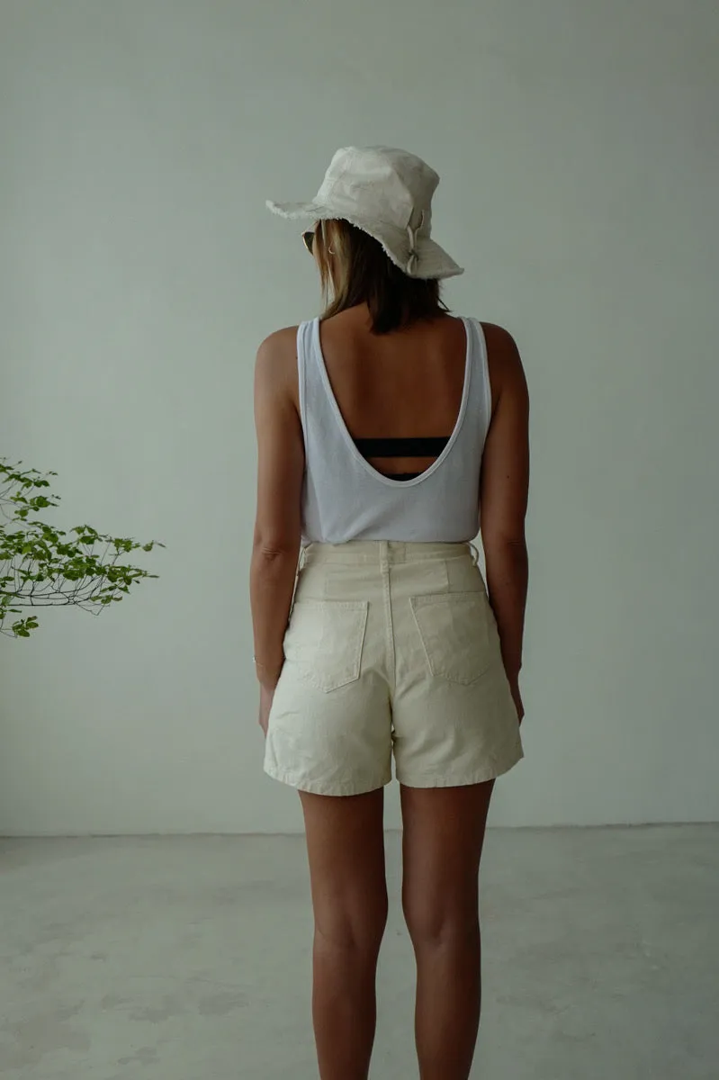 ( BEIGE / PINK ) GOOD FIT DENIM SHORTS *LAST ONE*