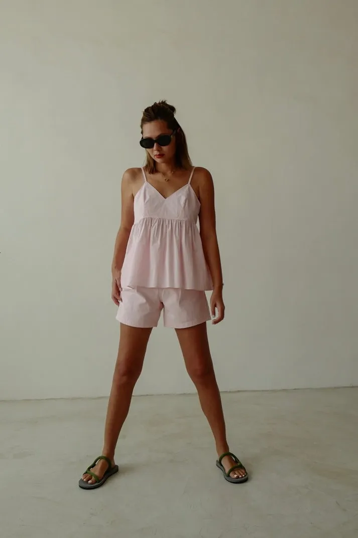 ( BEIGE / PINK ) GOOD FIT DENIM SHORTS *LAST ONE*