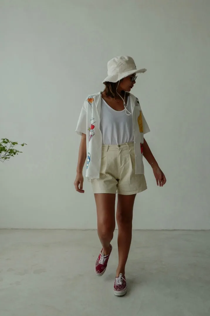 ( BEIGE / PINK ) GOOD FIT DENIM SHORTS *LAST ONE*