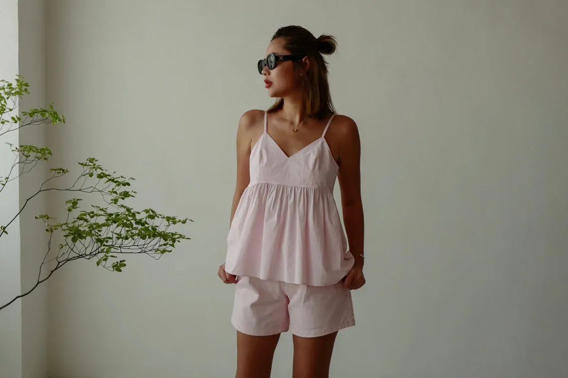 ( BEIGE / PINK ) GOOD FIT DENIM SHORTS *LAST ONE*