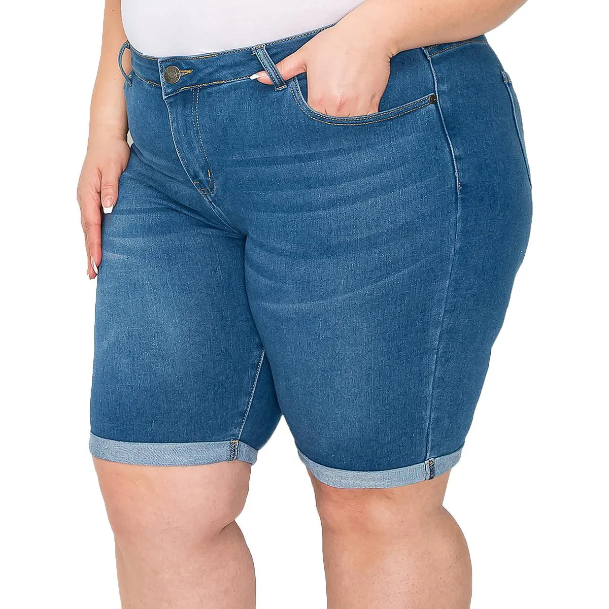 1826 Womens Denim Medium Wash Bermuda Shorts