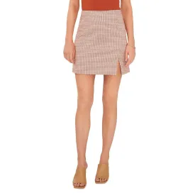 1.State Womens Plaid Side Slit Mini Skirt