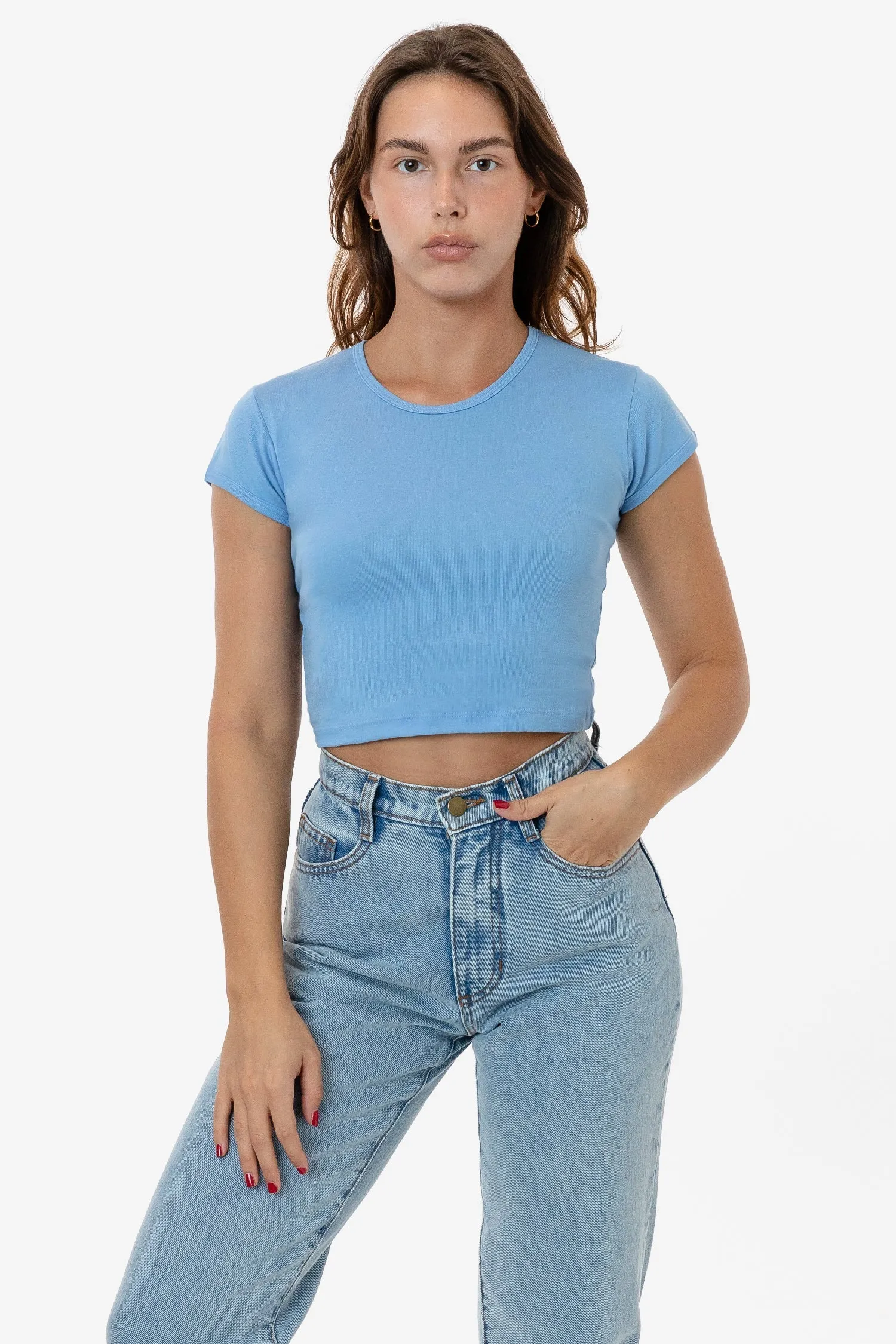 43035 - Cap Sleeve Baby Rib Crop Top