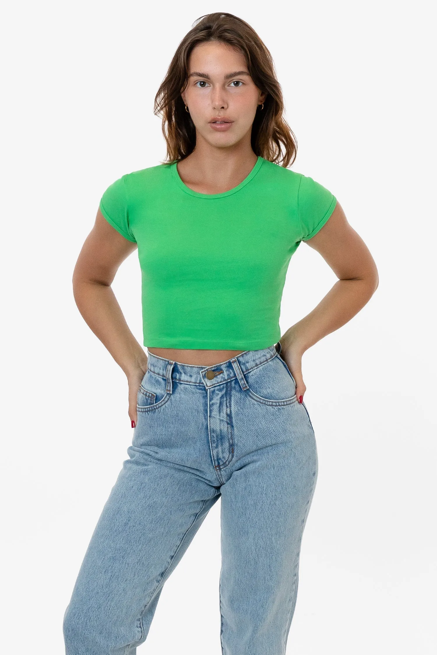 43035 - Cap Sleeve Baby Rib Crop Top