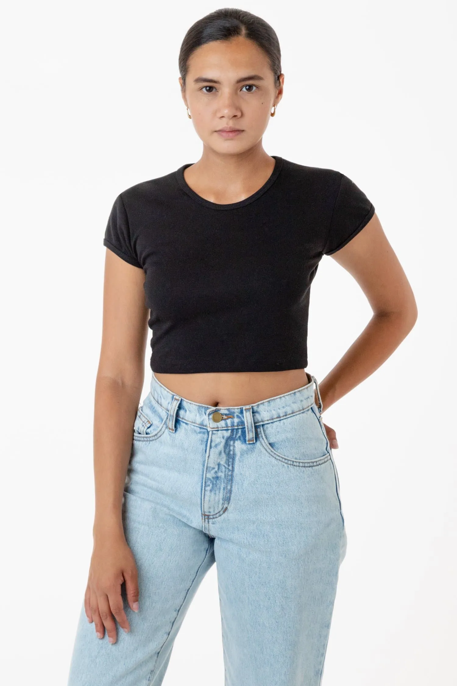 43035 - Cap Sleeve Baby Rib Crop Top