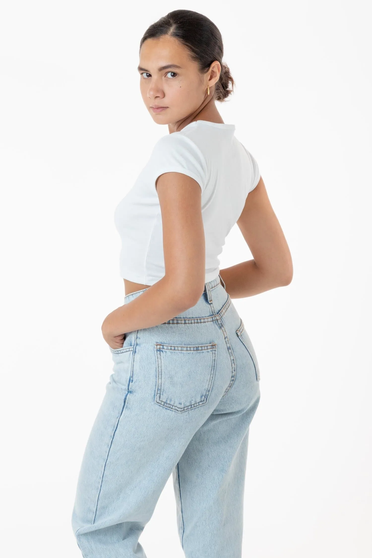 43035 - Cap Sleeve Baby Rib Crop Top