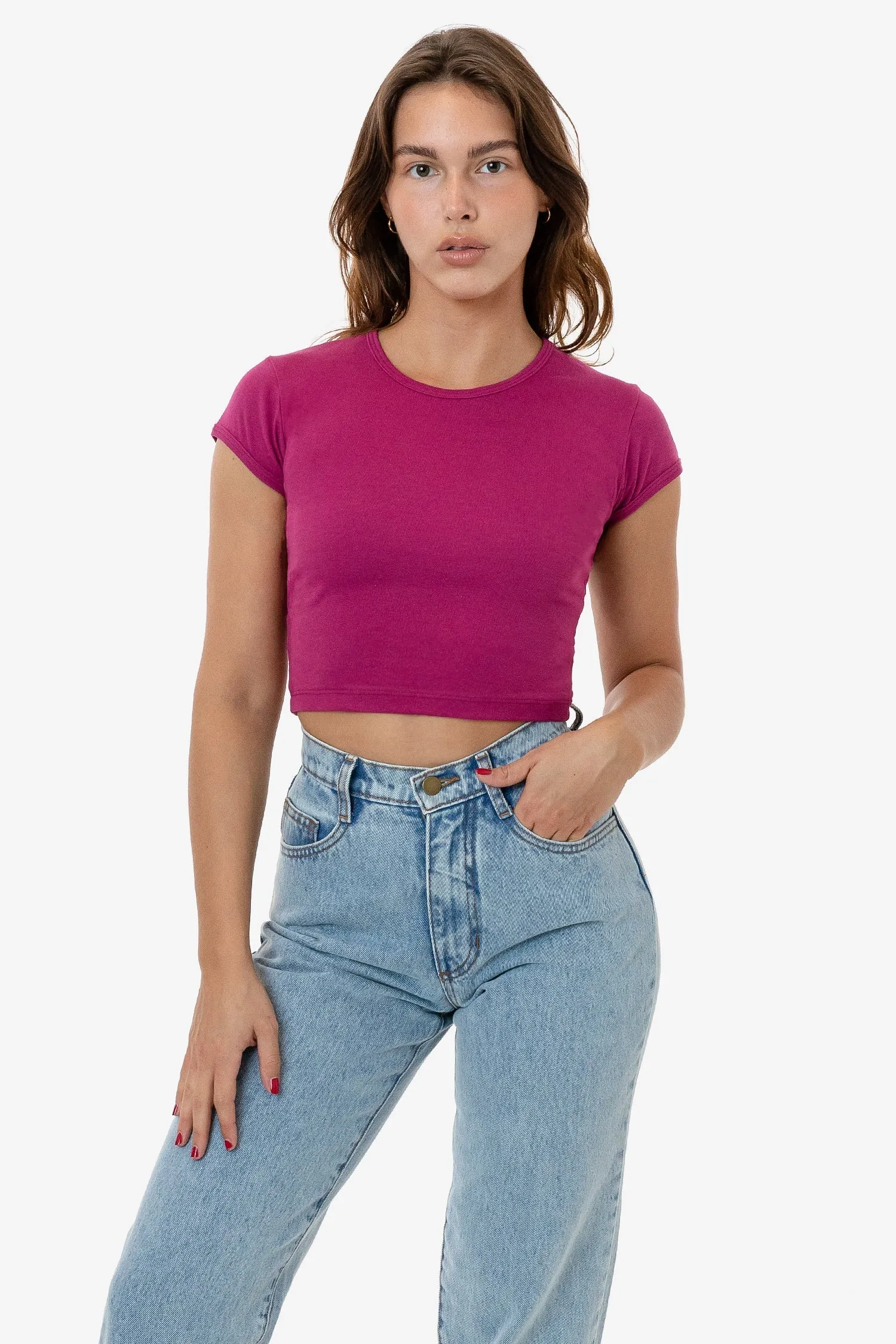 43035 - Cap Sleeve Baby Rib Crop Top