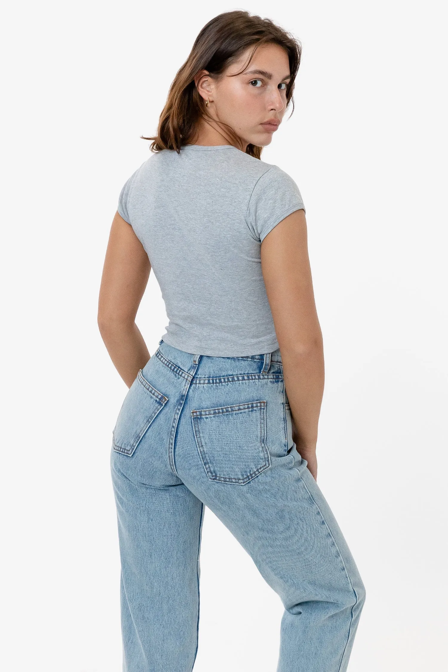 43035 - Cap Sleeve Baby Rib Crop Top