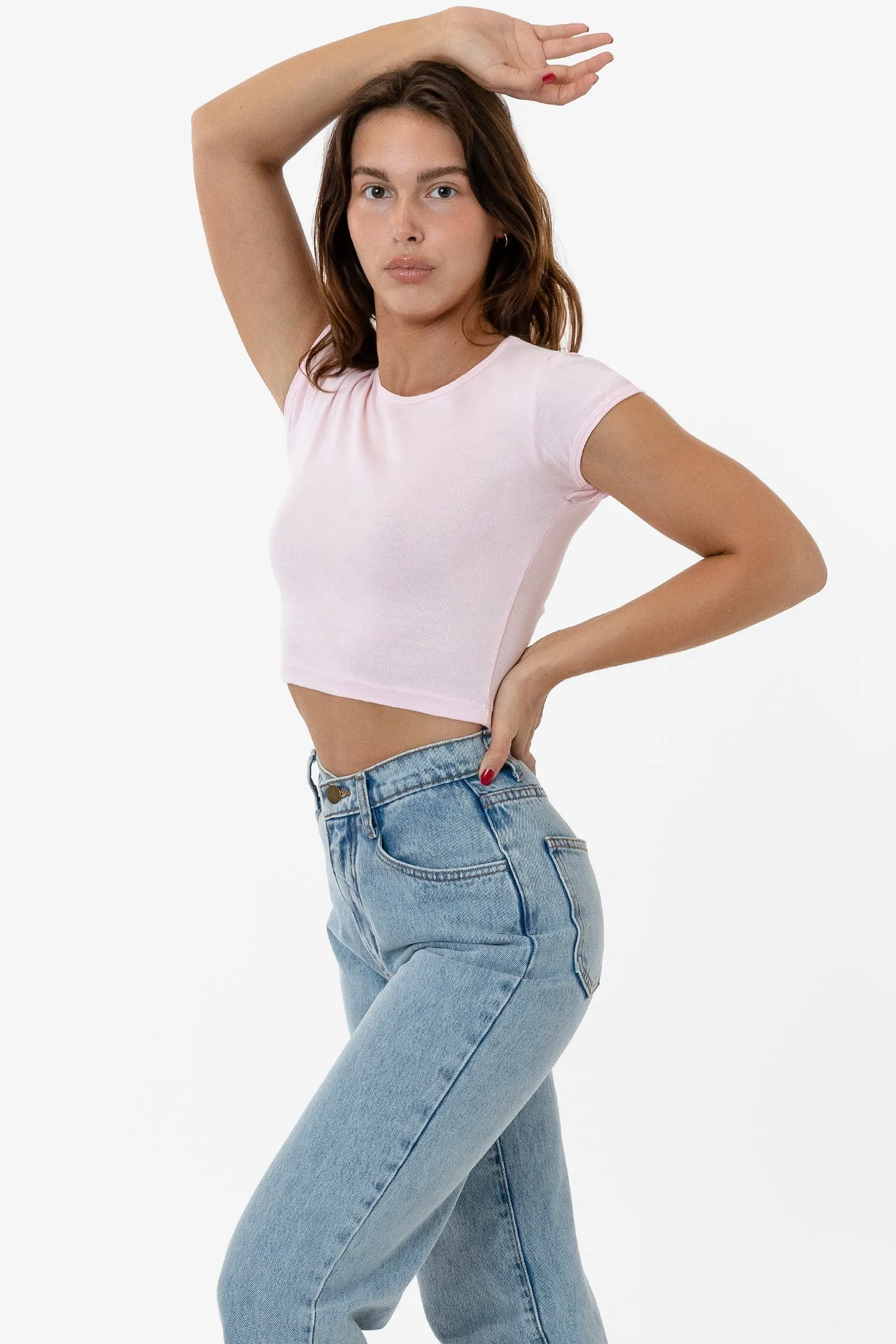 43035 - Cap Sleeve Baby Rib Crop Top