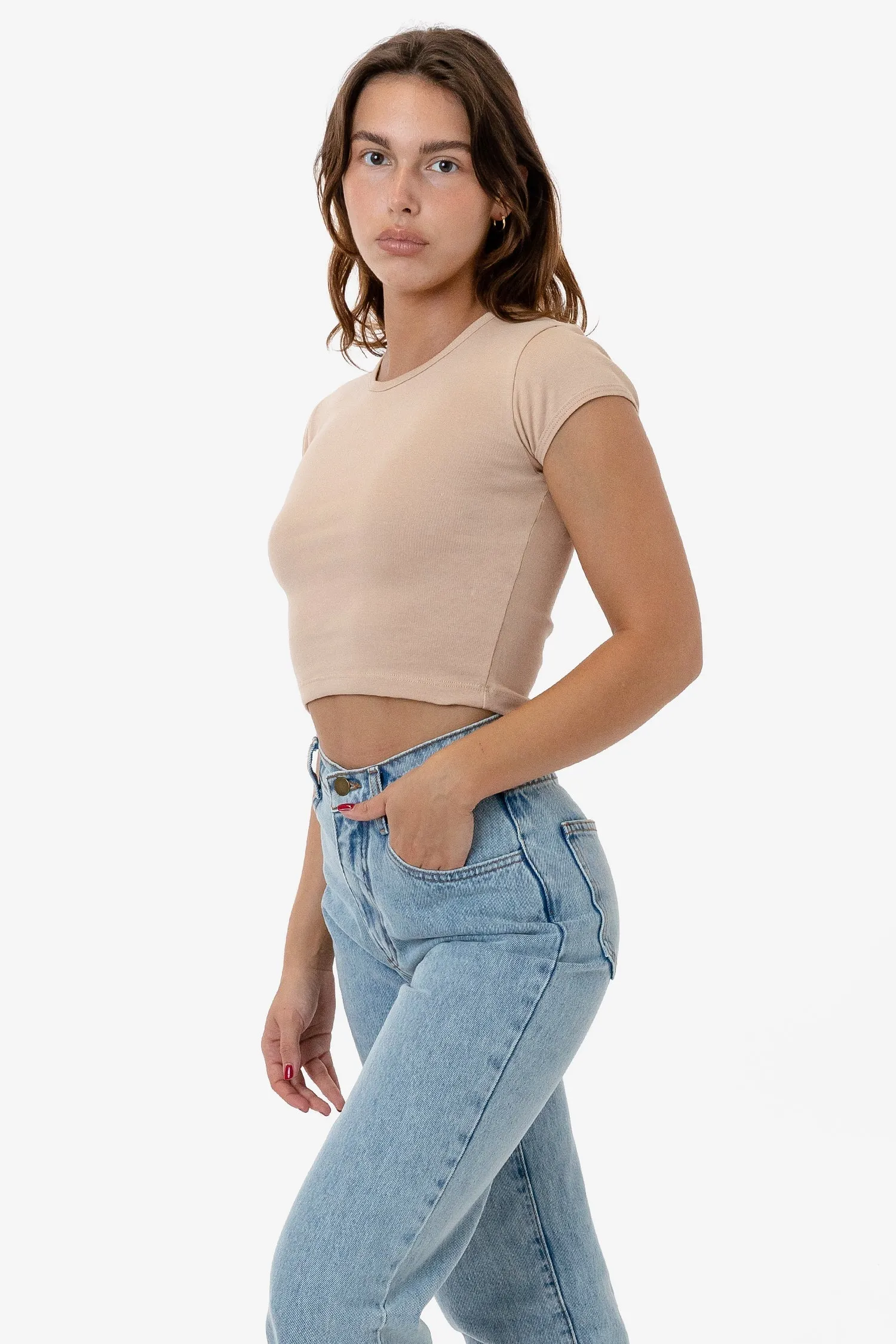 43035 - Cap Sleeve Baby Rib Crop Top
