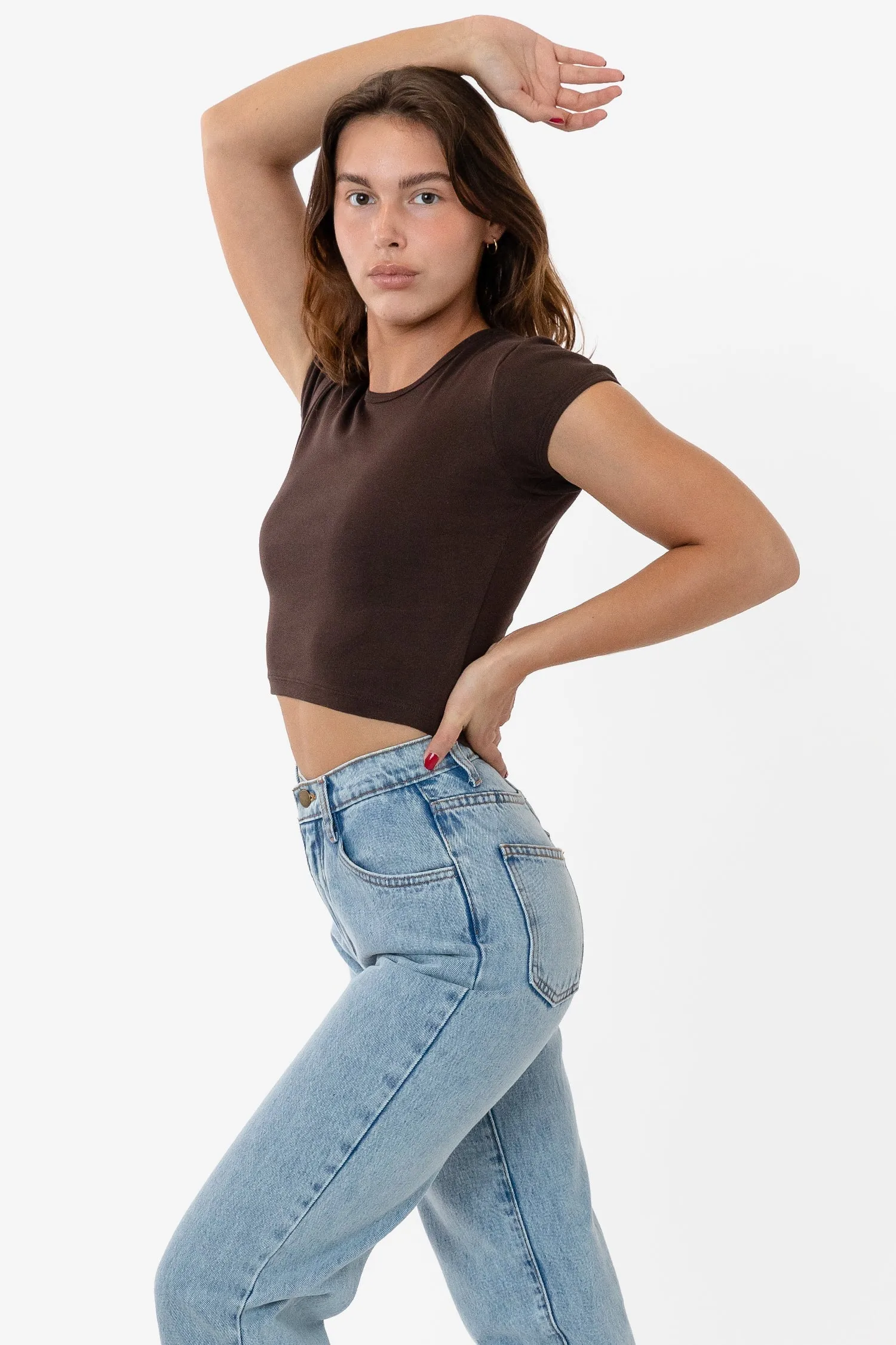 43035 - Cap Sleeve Baby Rib Crop Top