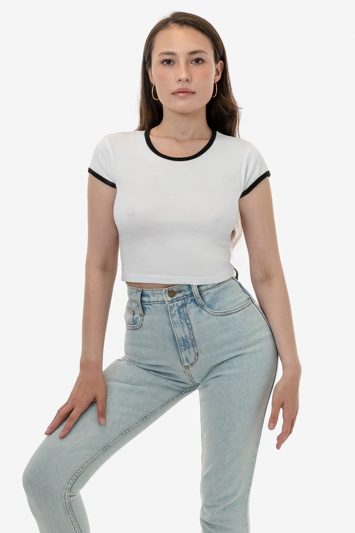 43035 - Cap Sleeve Baby Rib Crop Top