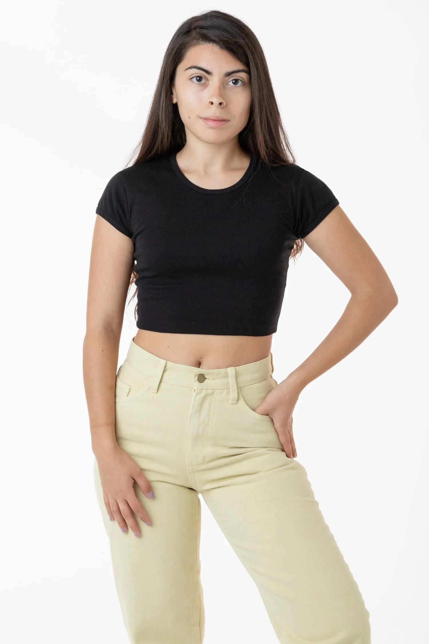 43035 - Cap Sleeve Baby Rib Crop Top