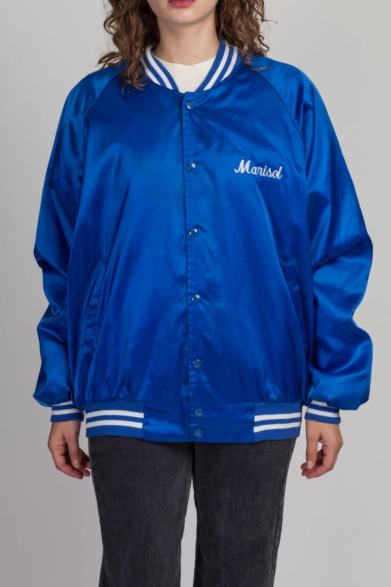 80s Teaneck Cheerleaders Satin Varsity Jacket - Men's XL