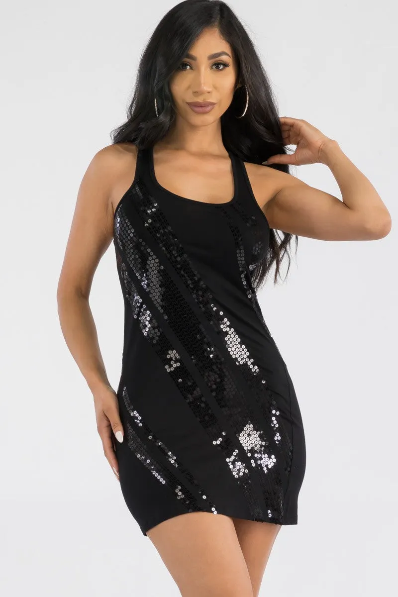 90190 - Sequin Stripe Mini Dress
