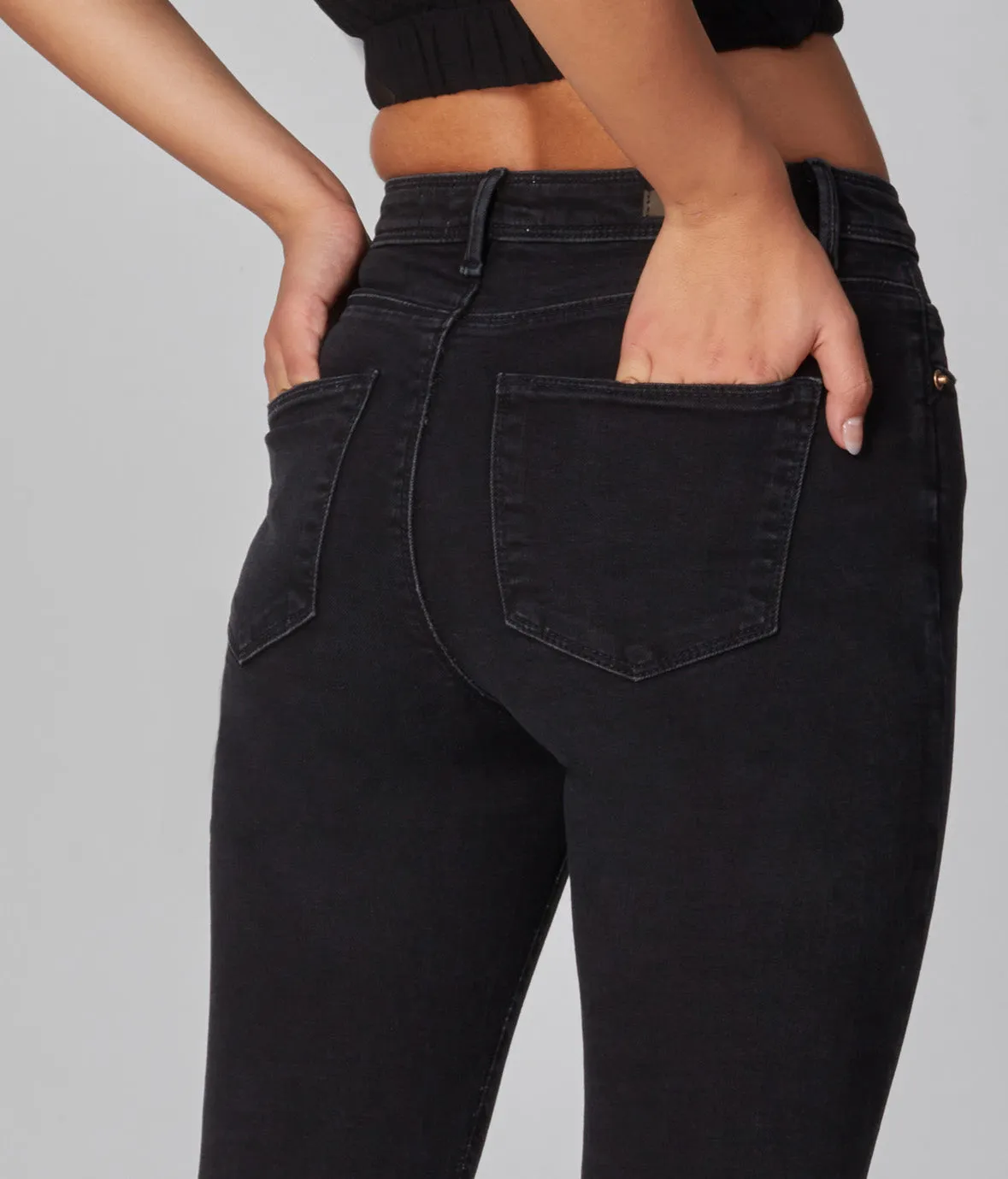 ALEXA-WBLK High Rise Skinny Jeans