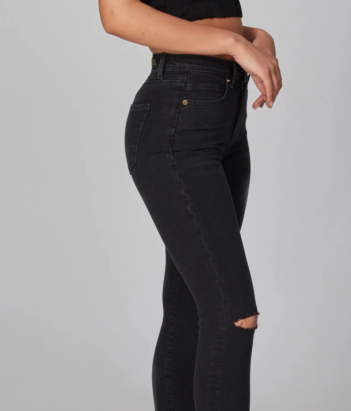 ALEXA-WBLK High Rise Skinny Jeans