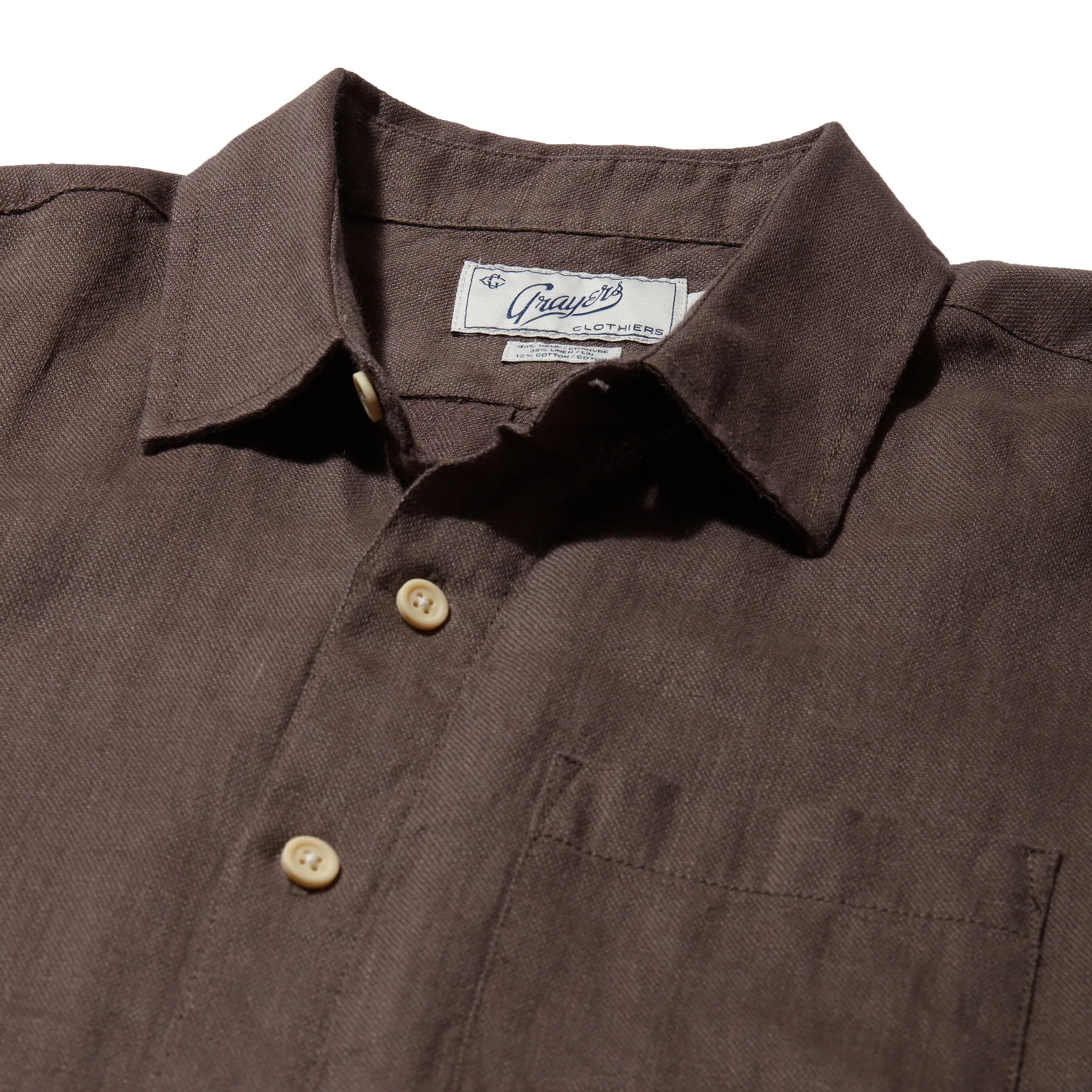 Amalfi Textured Hemp Linen Cotton Shirt - Mushroom