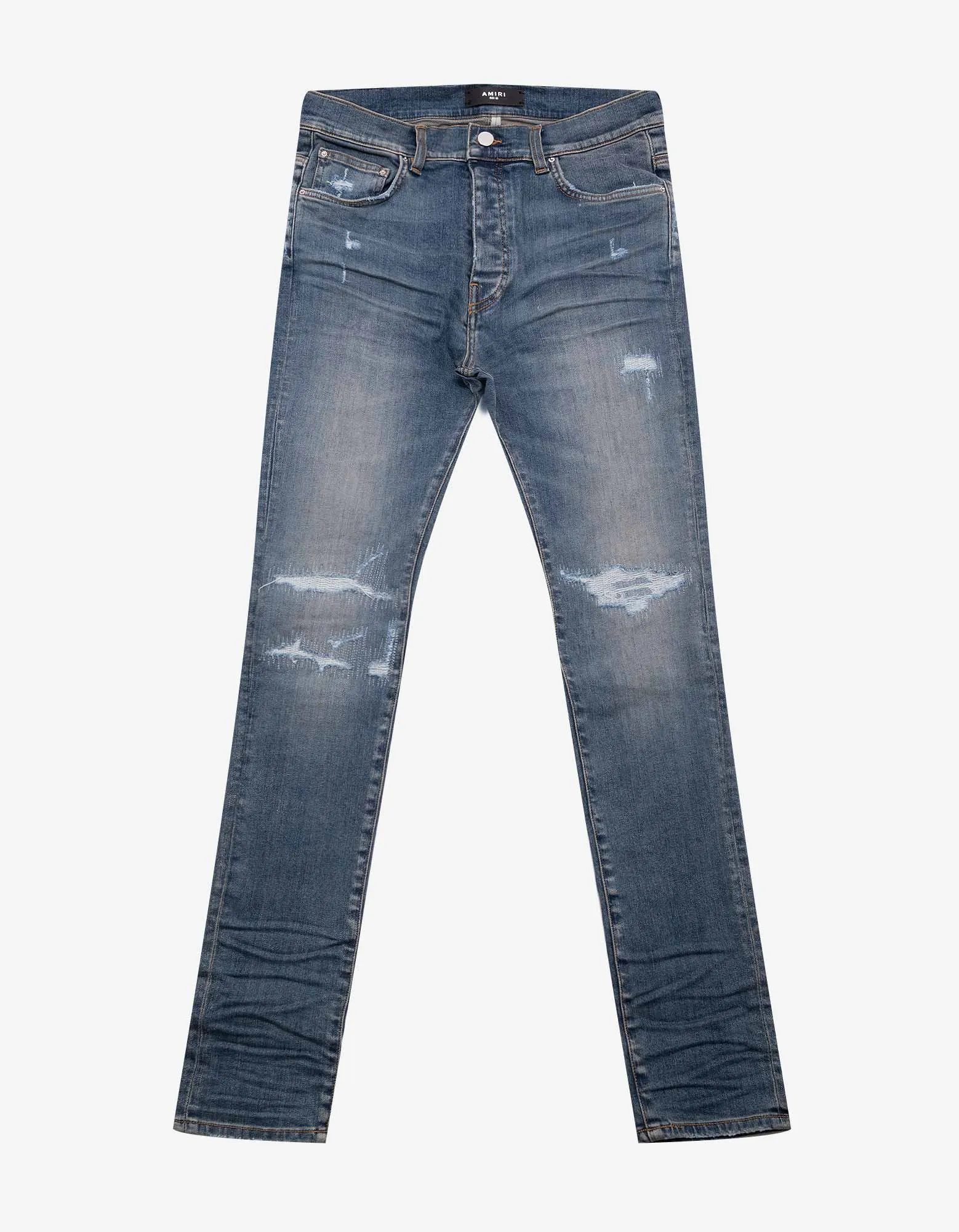 Amiri Jeans Fractured Blue Skinny