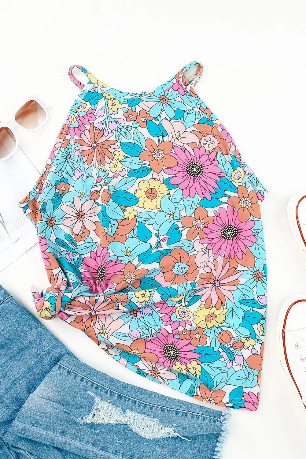 *APP EXCLUSIVE* Floral Round Neck Tank