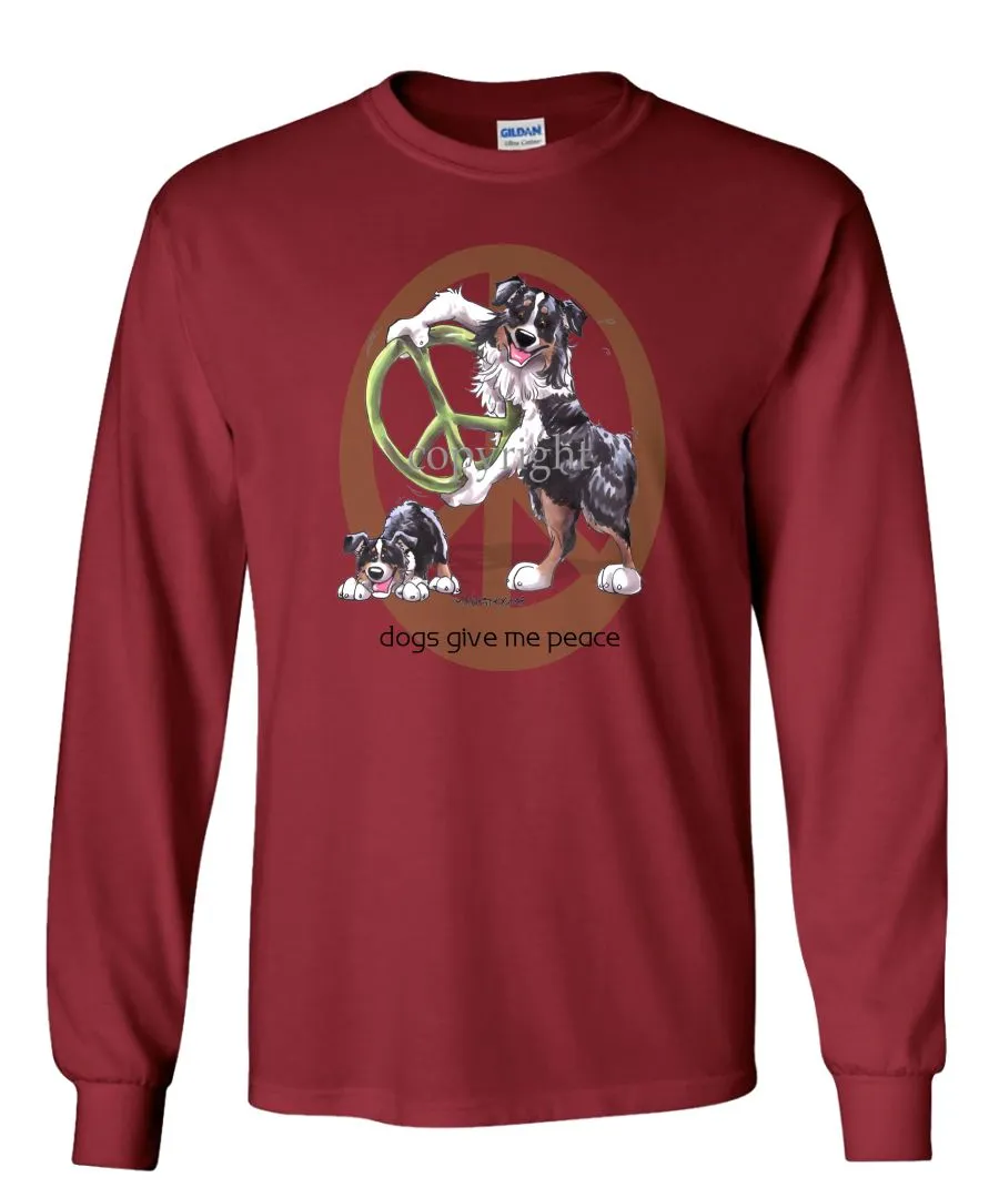Australian Shepherd  Black Tri - Peace Dogs - Long Sleeve T-Shirt