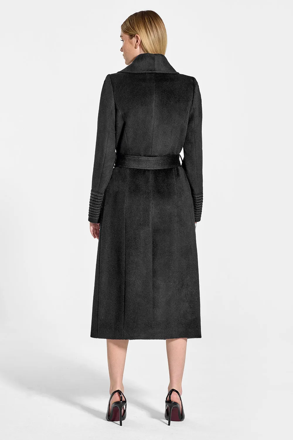 Baby Alpaca Long Wide Collar Wrap Coat