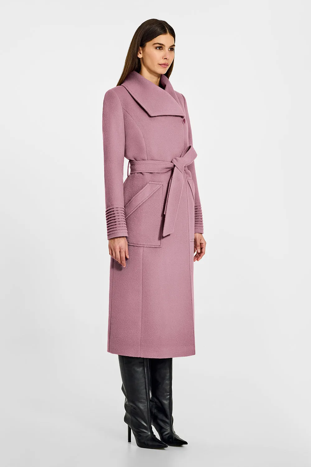 Baby Alpaca Long Wide Collar Wrap Coat