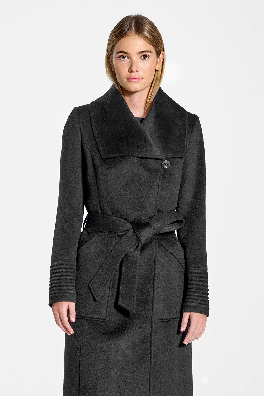 Baby Alpaca Long Wide Collar Wrap Coat