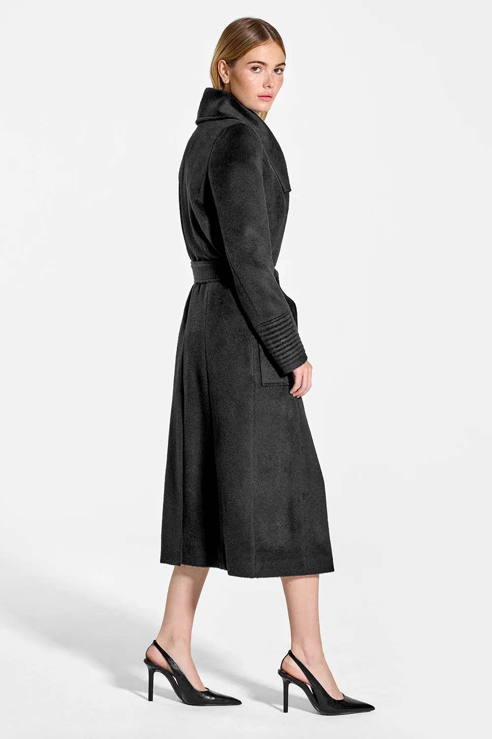 Baby Alpaca Long Wide Collar Wrap Coat