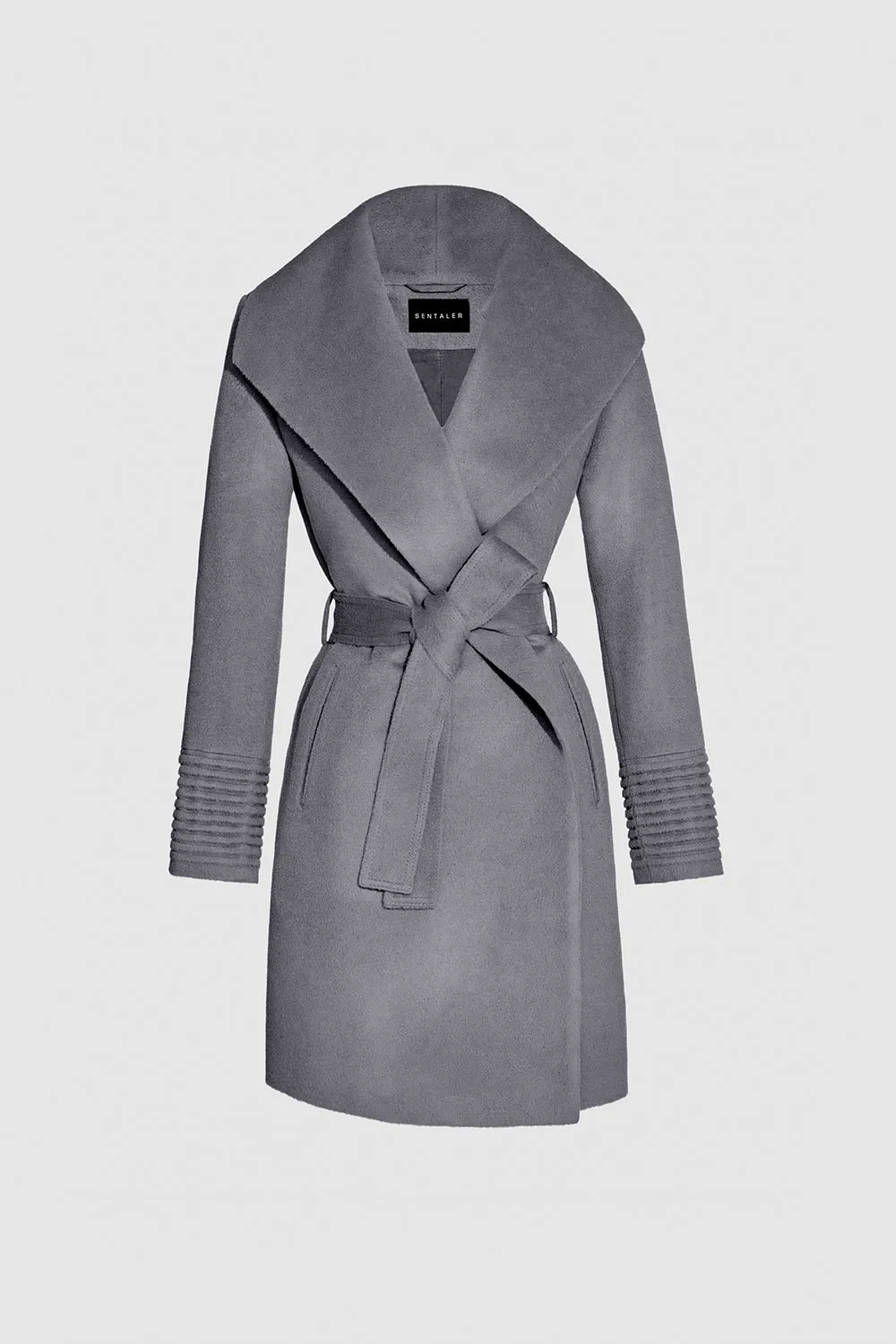 Baby Alpaca Mid Length Shawl Collar Wrap Coat