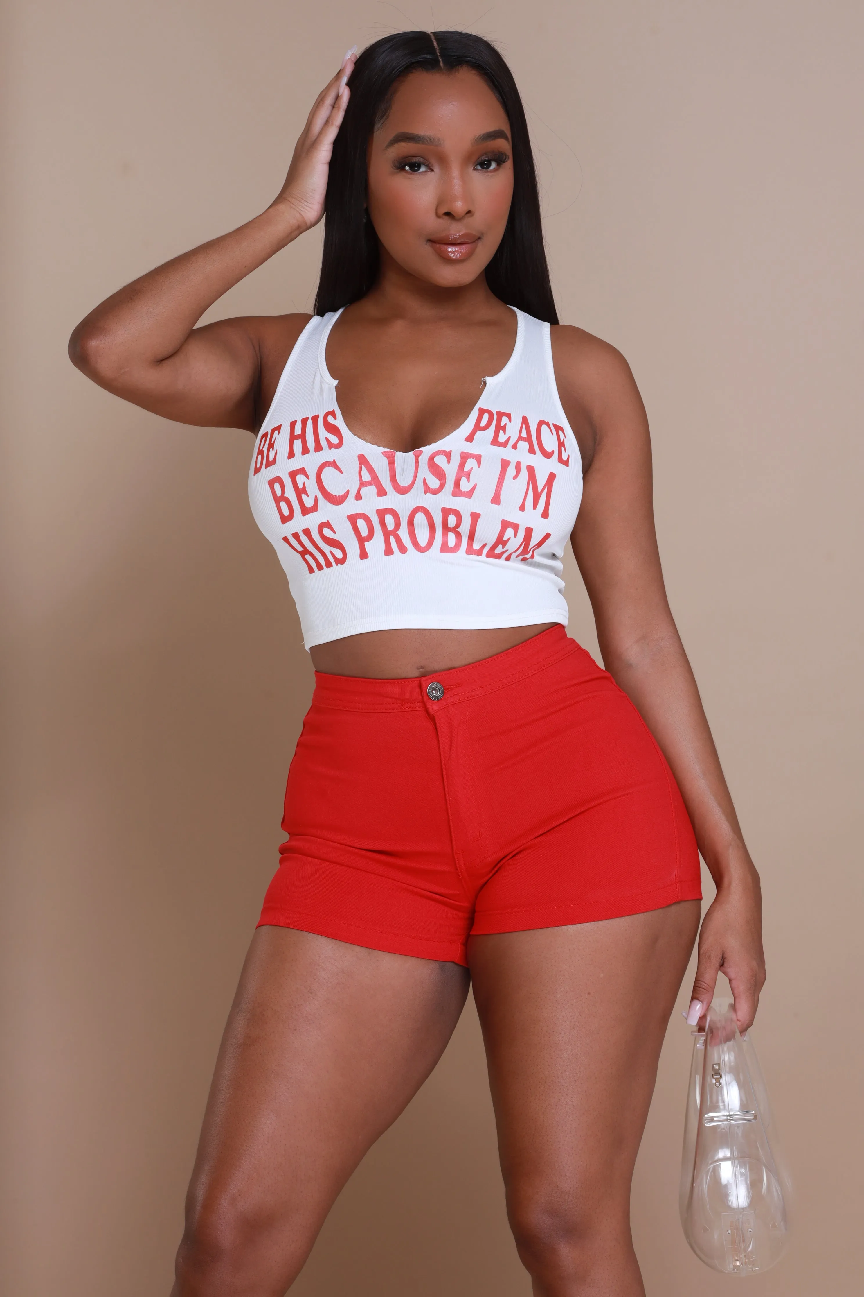 Be His Peace Sleeveless Graphic Crop Top - White