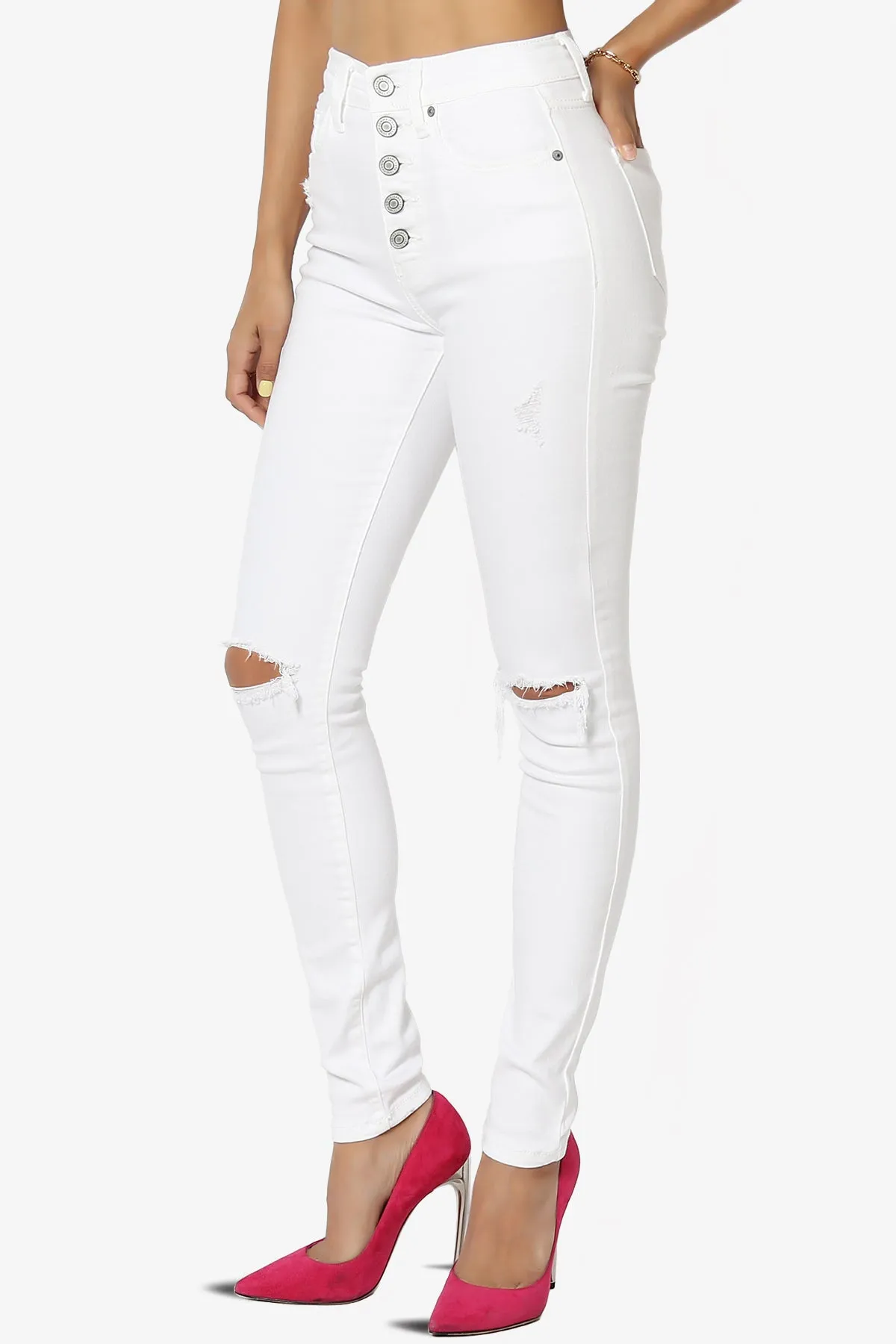 Bella Super High Rise Skinny Jeans in Phantom White