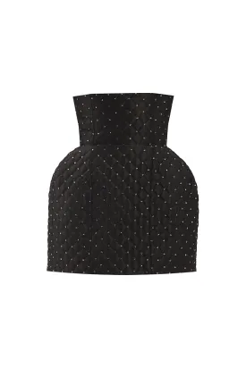 BLACK CRYSTAL QUILTED MINI SKIRT