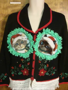 Black Funny Christmas Cat Ugly Sweater