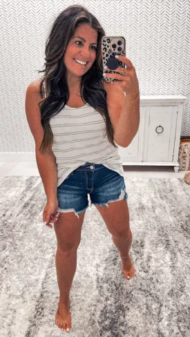 Black/White Textured Striped Tank