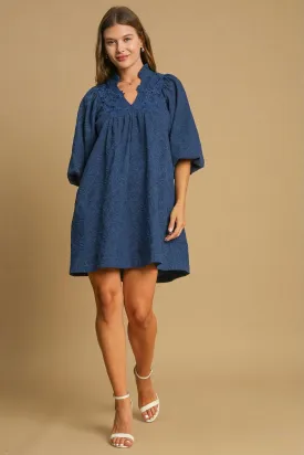 Blooming Lace Navy Babydoll Dress