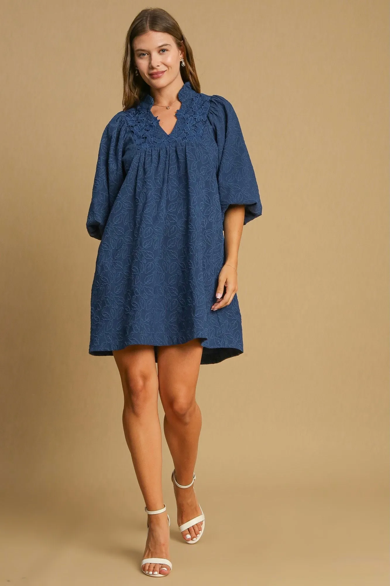 Blooming Lace Navy Babydoll Dress