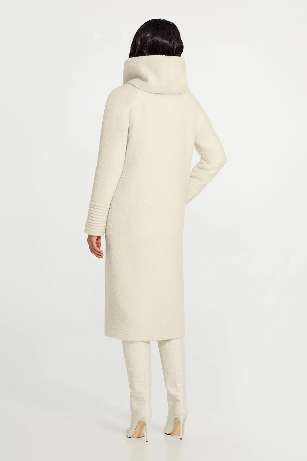 Bouclé Alpaca Long Hooded Coat