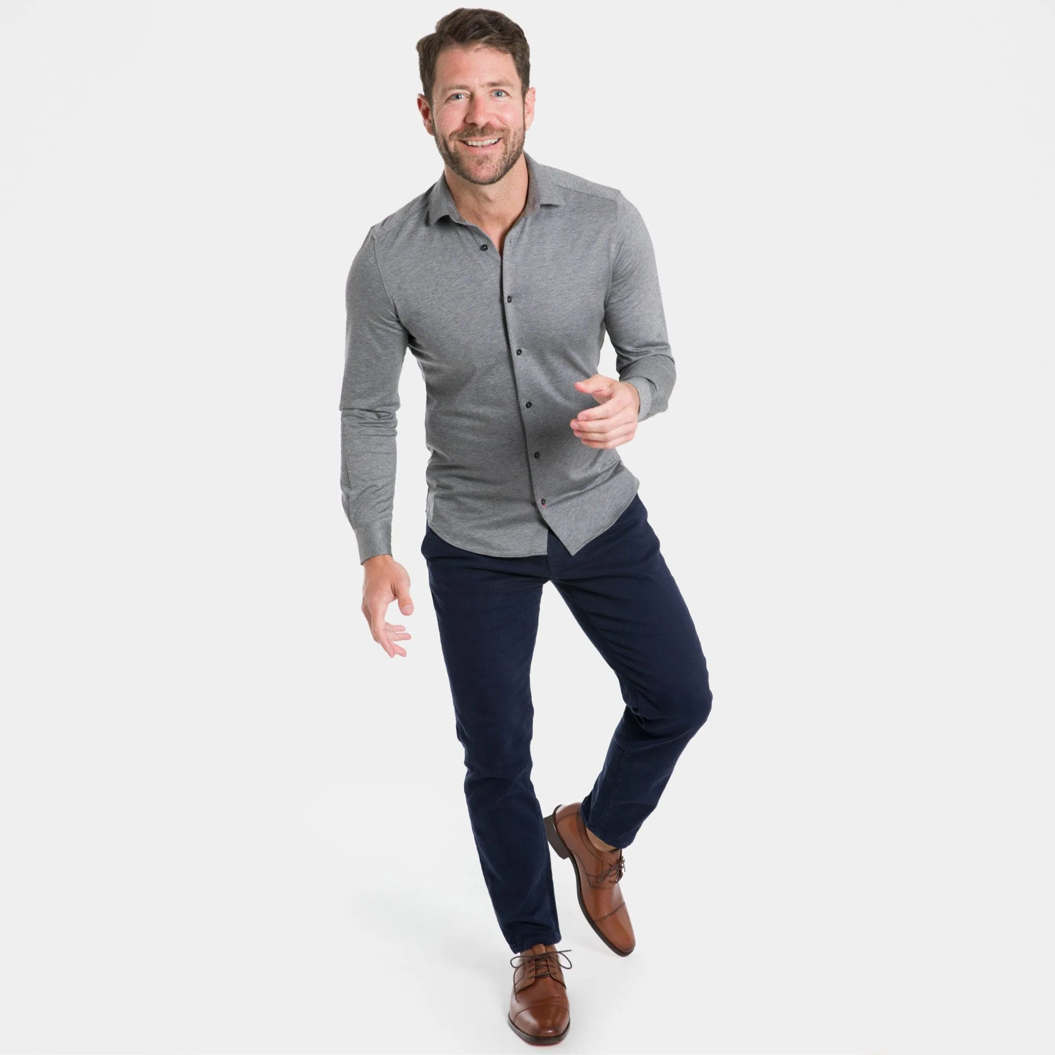 Charcoal Mélange Performance Stretch Shirt
