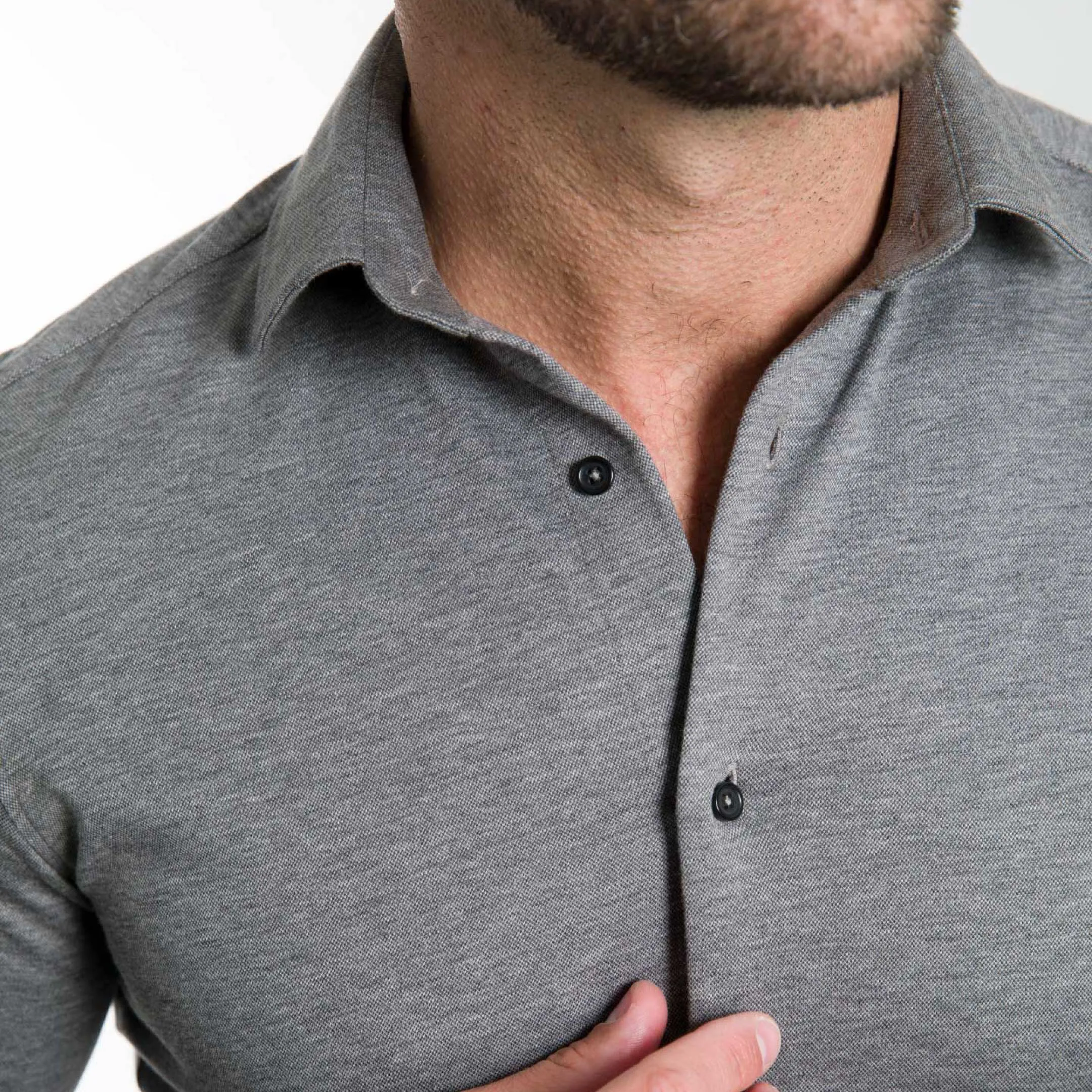 Charcoal Mélange Performance Stretch Shirt