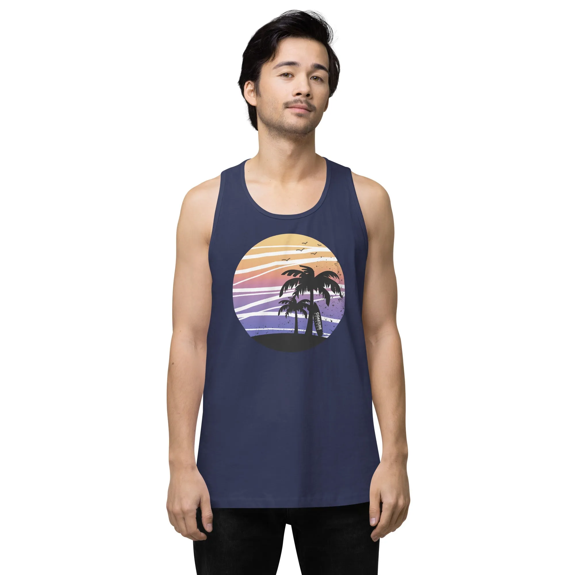 Coastline Summertime Sunset Unisex Premium Tank Top (Dark Colors)