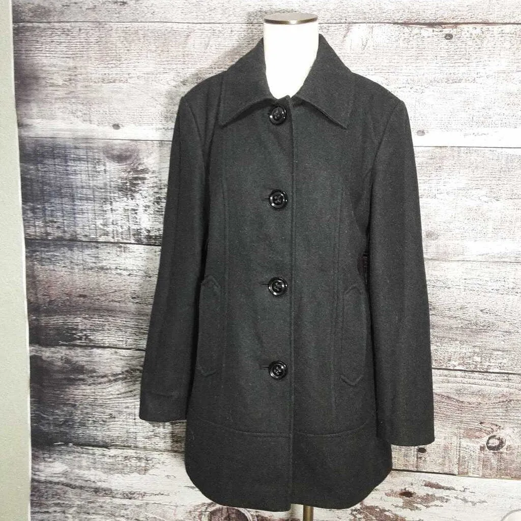 COLLECTION BY GALLERY CHARCOAL WOOL-BLEND COAT SIZE LARGE TCC