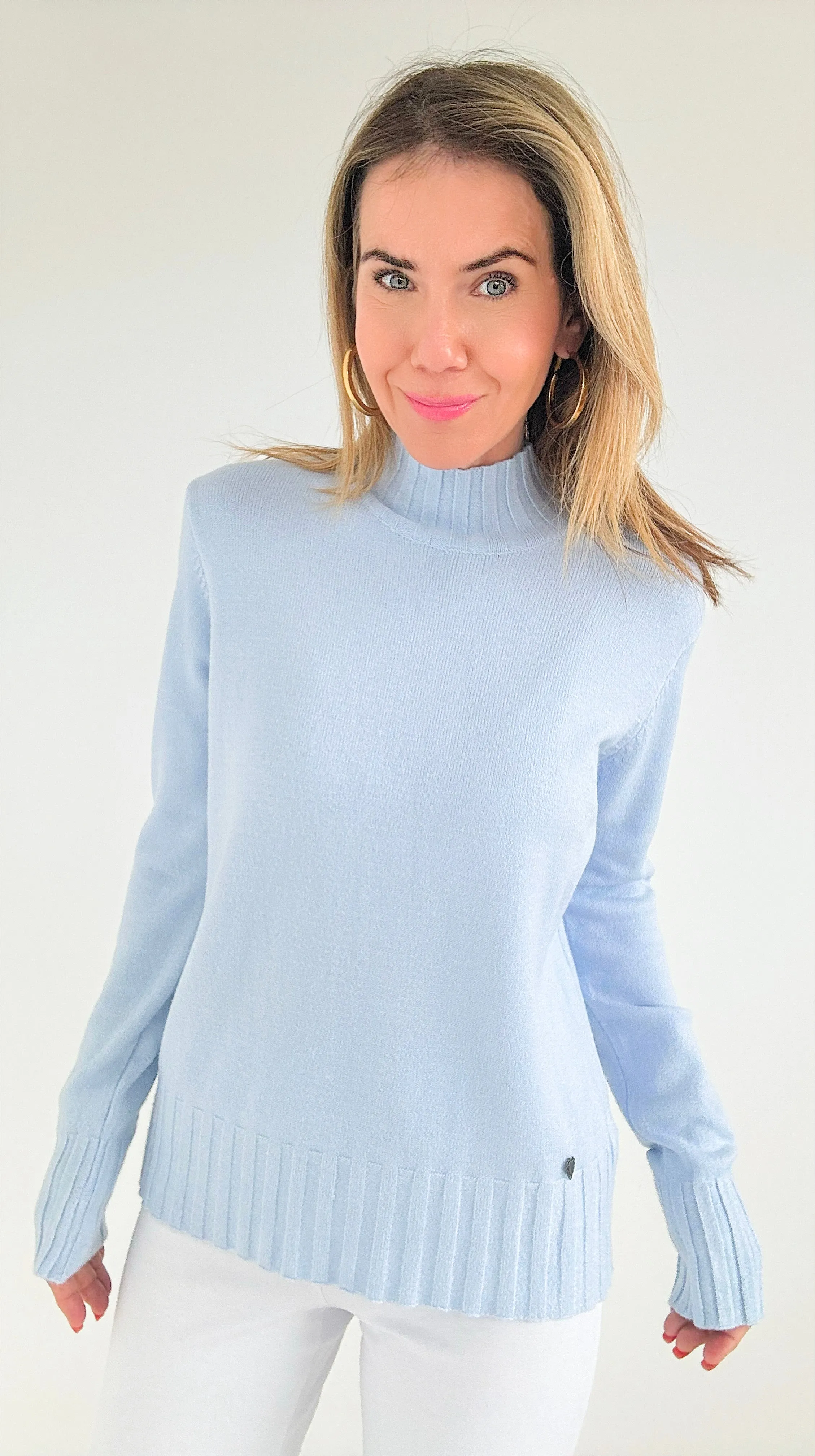 Comfort Turtleneck Italian Sweater- Sky Blue