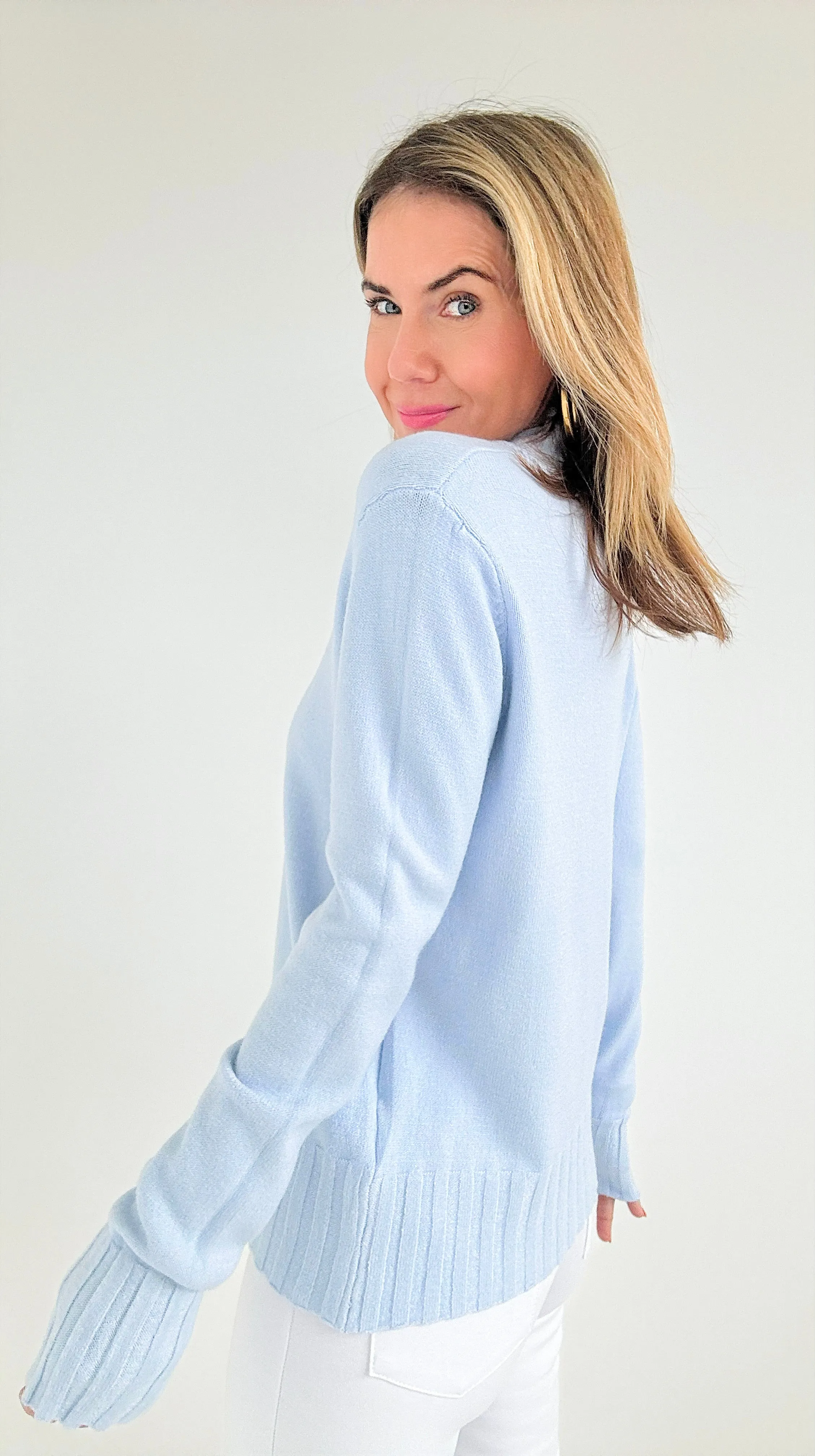 Comfort Turtleneck Italian Sweater- Sky Blue