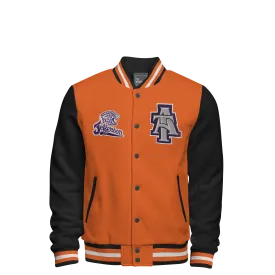 Cotton Fleece Varsity Jacket With Black Satin Lining
