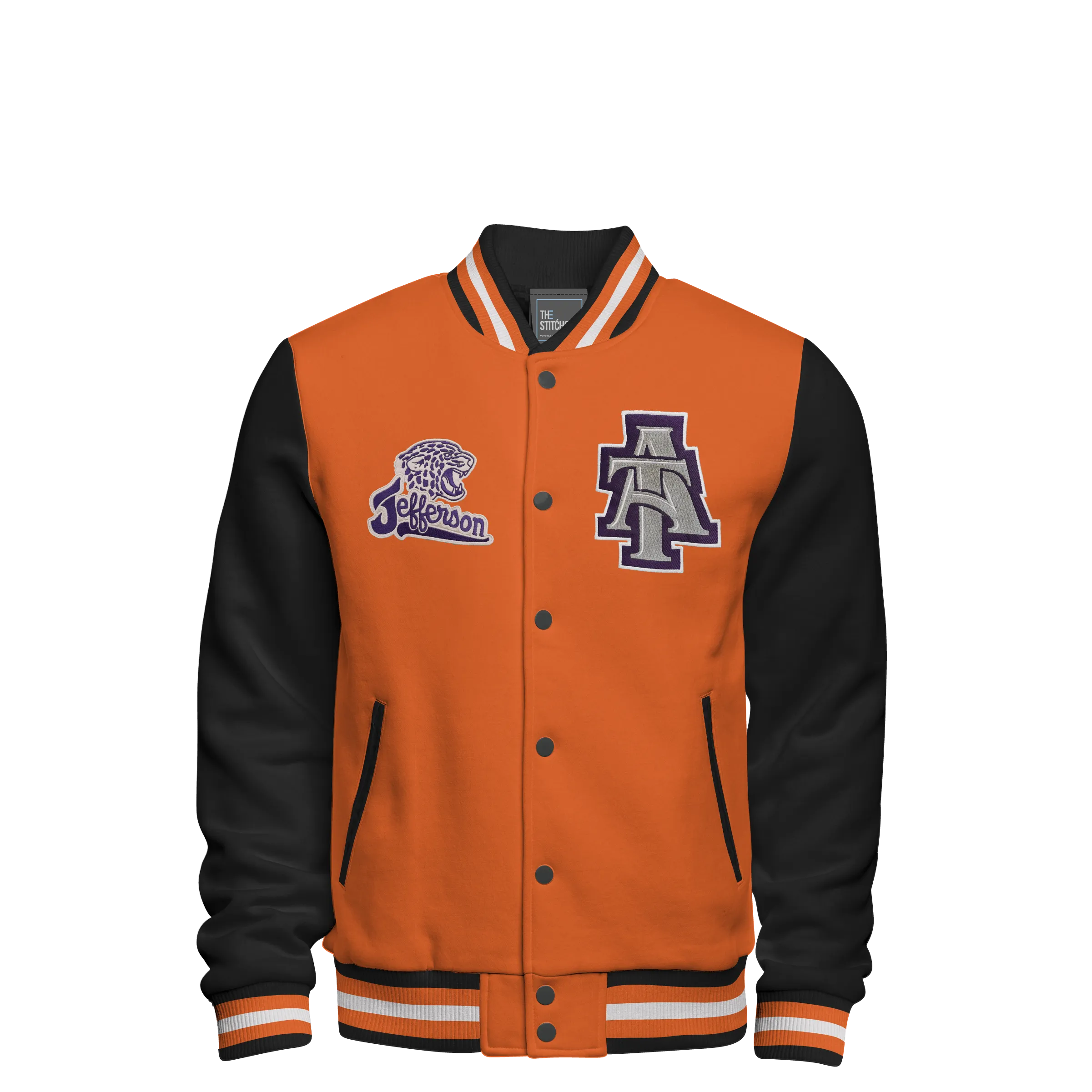 Cotton Fleece Varsity Jacket With Black Satin Lining