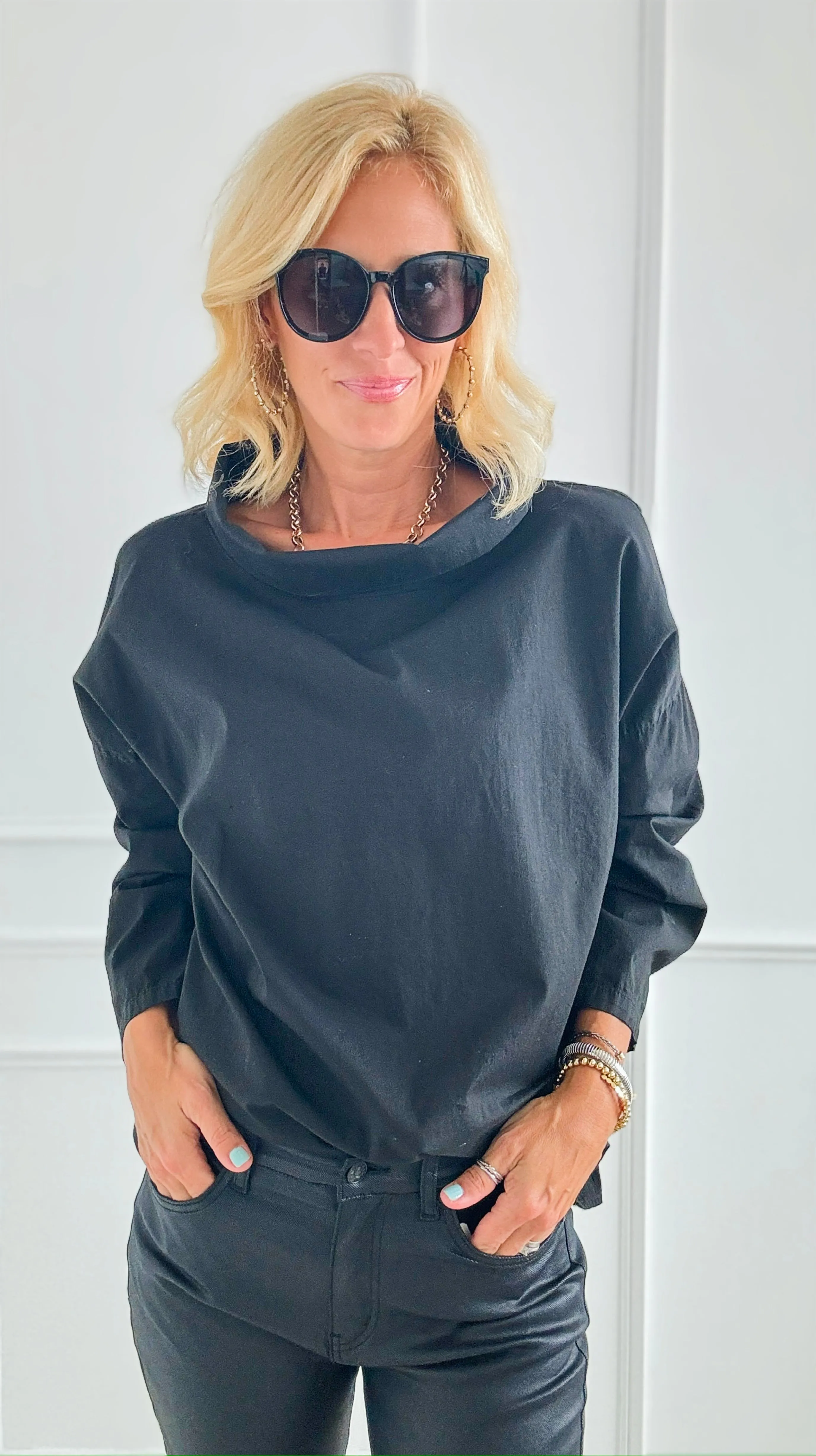 Cotton Jackie Italian Top- Black