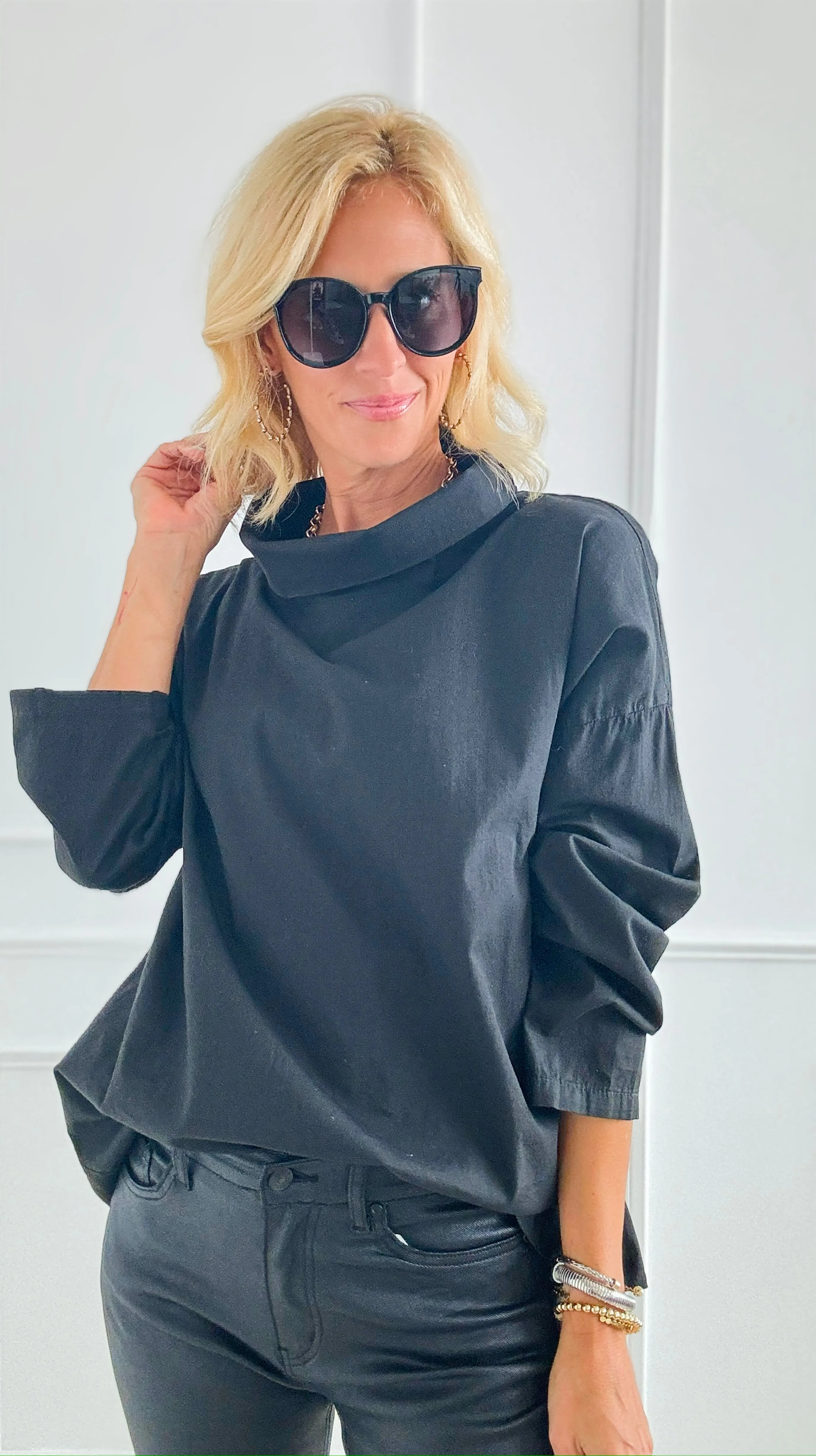 Cotton Jackie Italian Top- Black