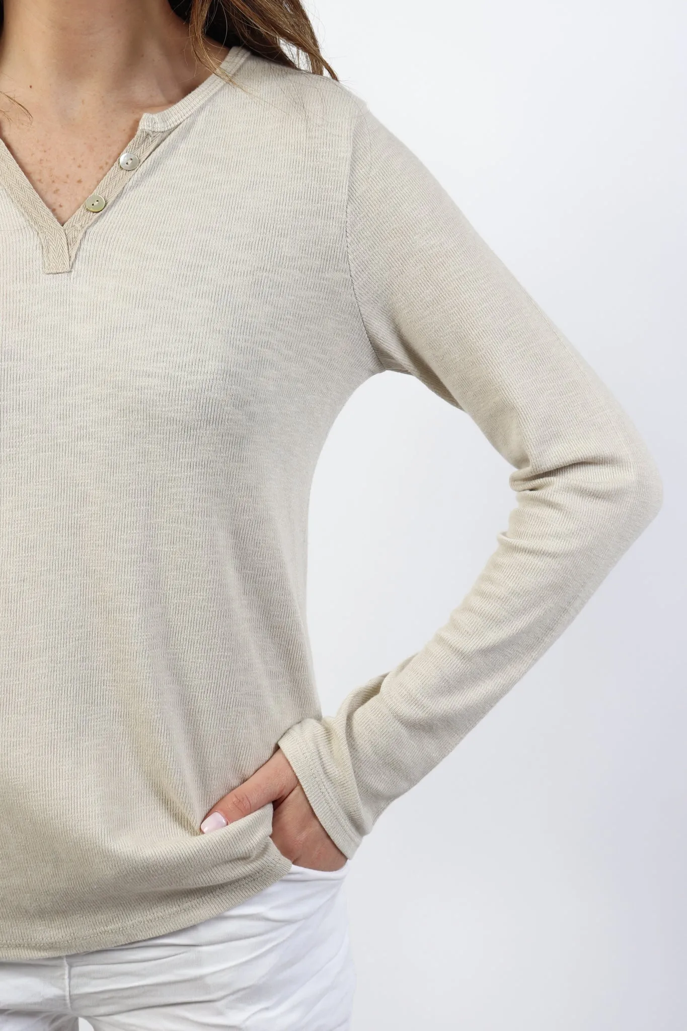 Cotton Slub Henley Top