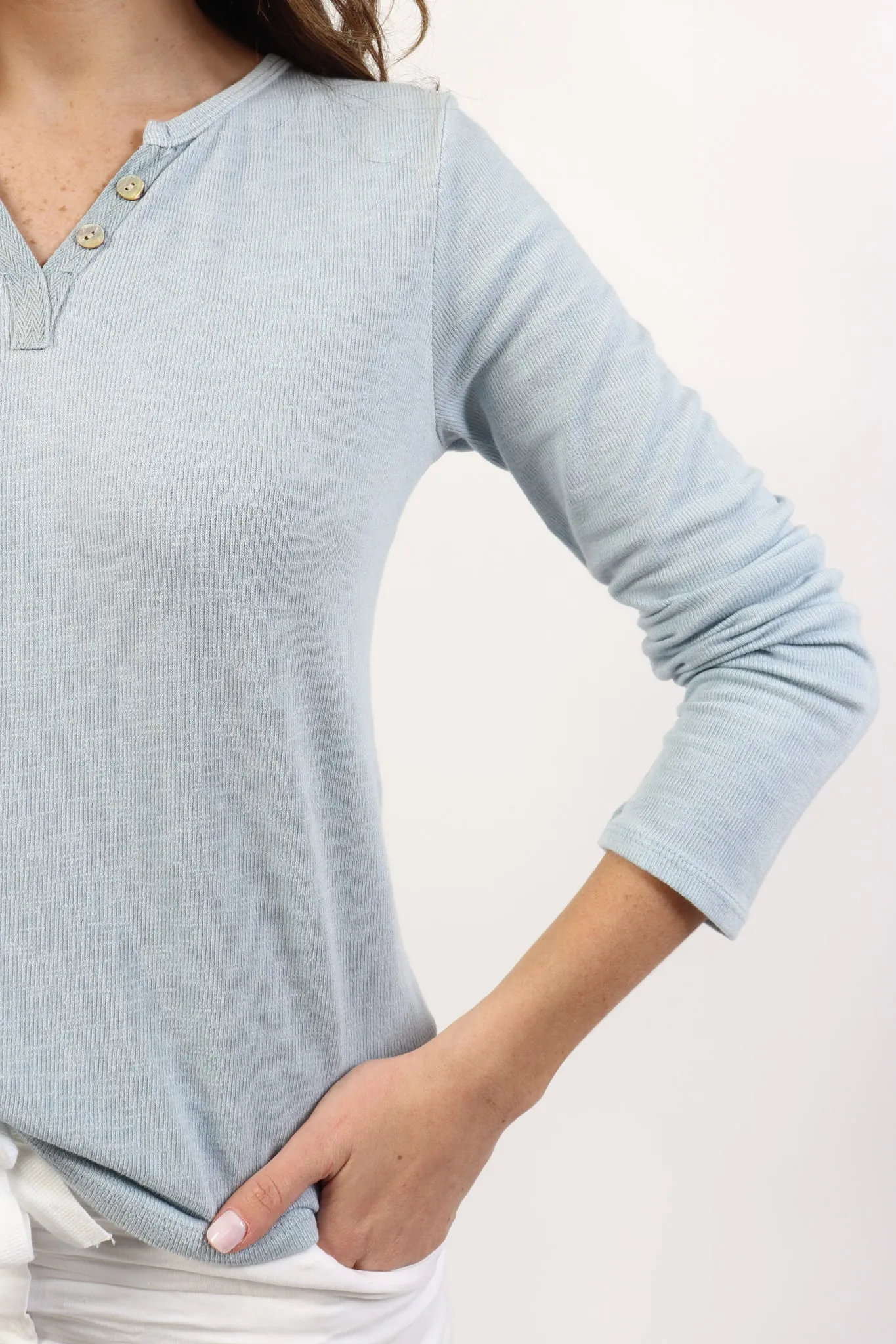 Cotton Slub Henley Top